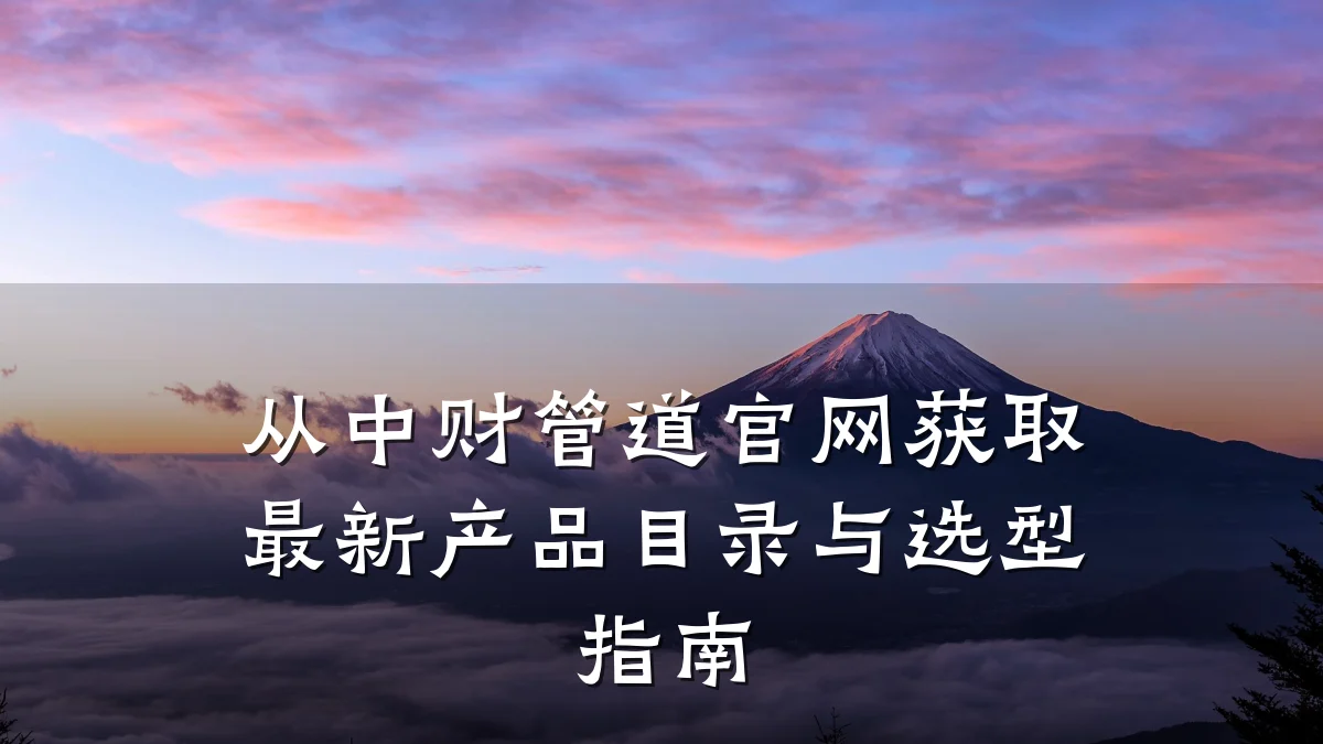 从中财管道官网获取最新产品目录与选型指南