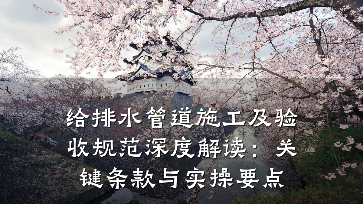 给排水管道施工及验收规范深度解读:关键条款与实操要点