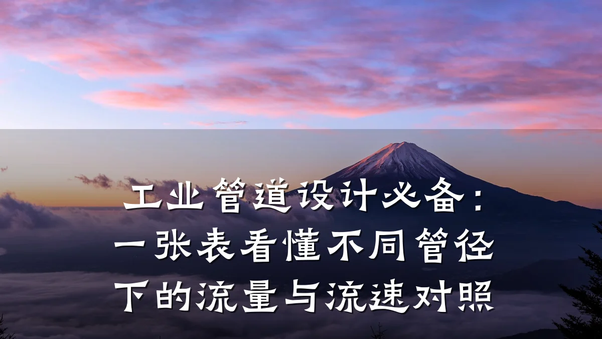 工业管道设计必备:一张表看懂不同管径下的流量与流速对照