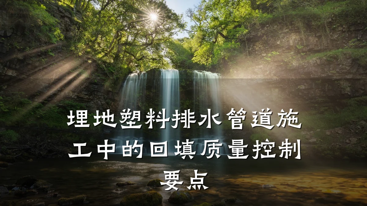 埋地塑料排水管道施工中的回填质量控制要点