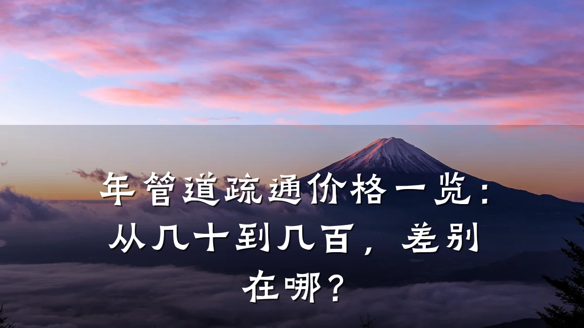 年管道疏通价格一览:从几十到几百,差别在哪?