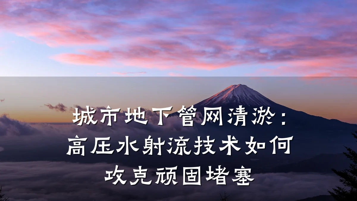 城市地下管网清淤:高压水射流技术如何攻克顽固堵塞