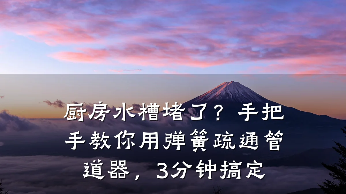 厨房水槽堵了?手把手教你用弹簧疏通管道器,3分钟搞定