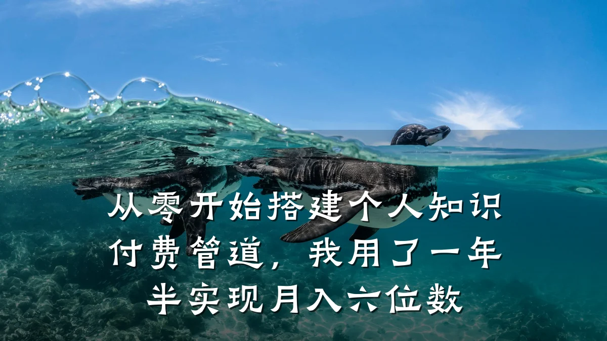 从零开始搭建个人知识付费管道,我用了一年半实现月入六位数
