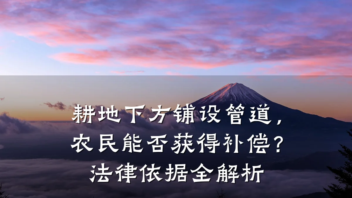 耕地下方铺设管道,农民能否获得补偿?法律依据全解析