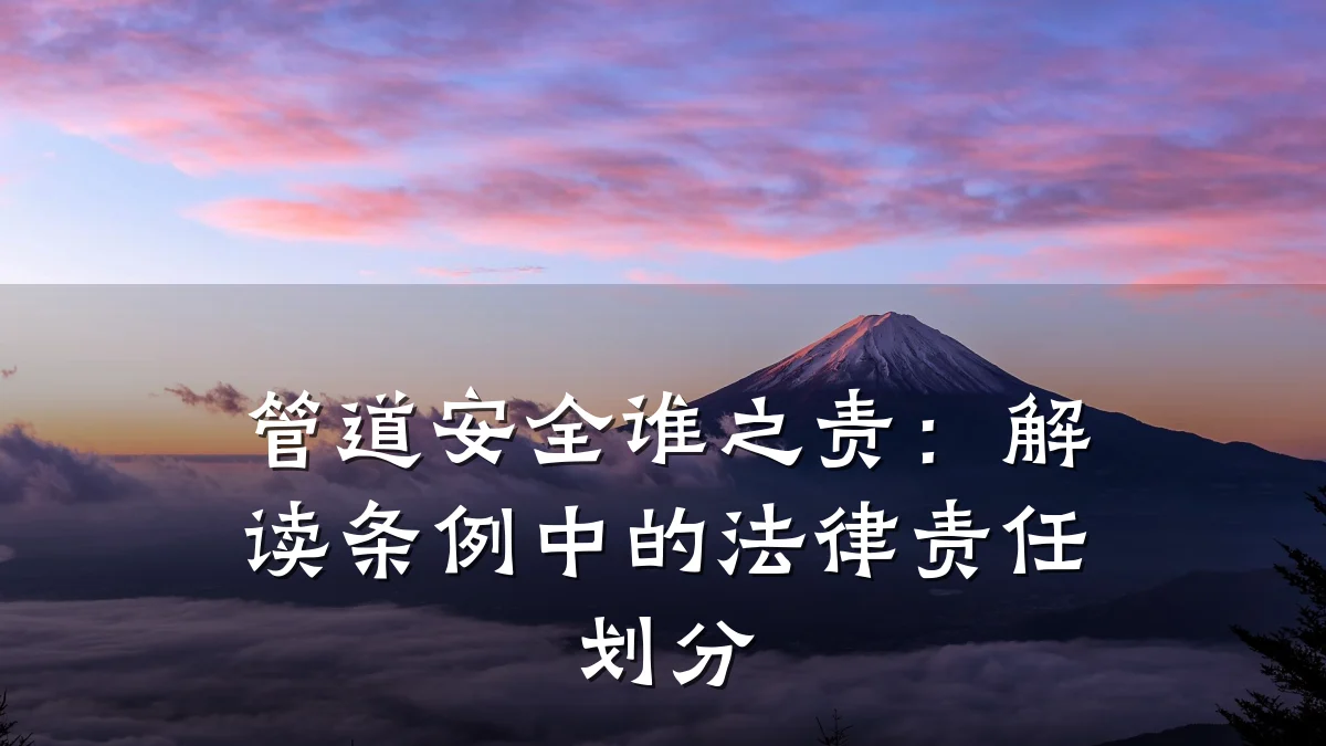 管道安全谁之责:解读条例中的法律责任划分