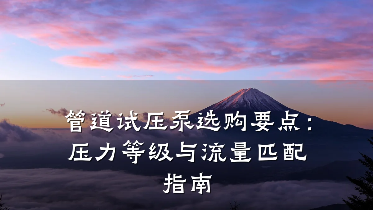 管道试压泵选购要点：压力等级与流量匹配指南