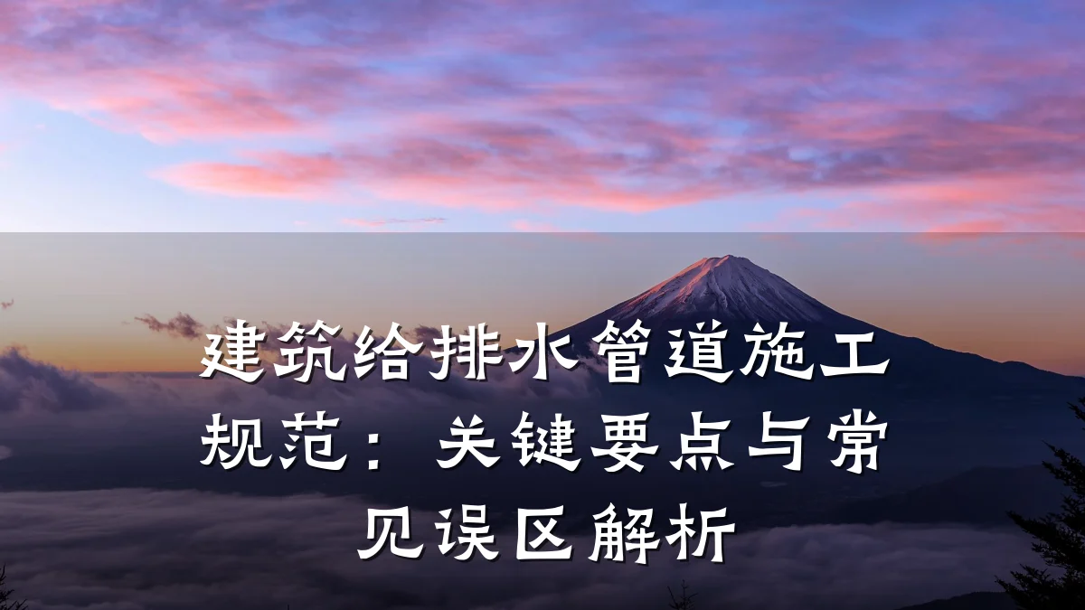 建筑给排水管道施工规范:关键要点与常见误区解析