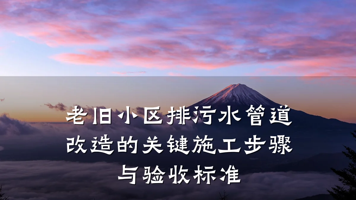 老旧小区排污水管道改造的关键施工步骤与验收标准