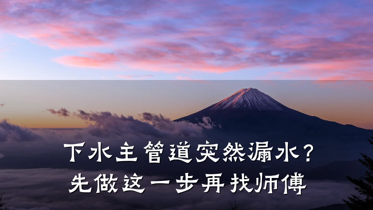 下水主管道突然漏水?先做这一步再找师傅