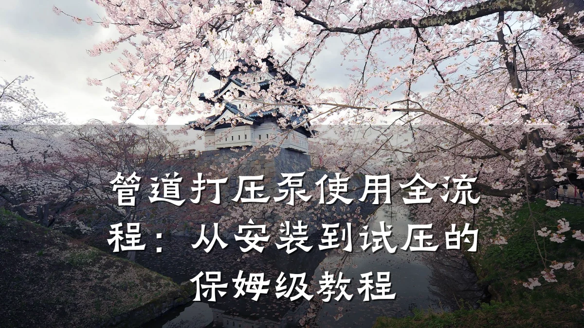 管道打压泵使用全流程:从安装到试压的保姆级教程
