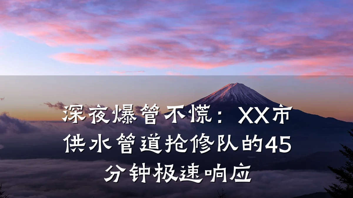 深夜爆管不慌:XX市供水管道抢修队的45分钟极速响应