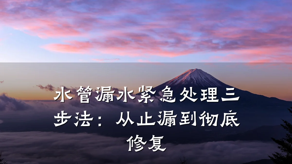 水管漏水紧急处理三步法:从止漏到彻底修复