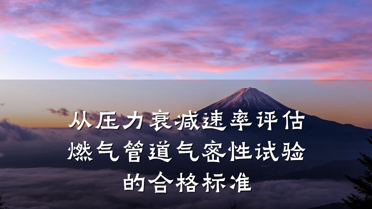 从压力衰减速率评估燃气管道气密性试验的合格标准