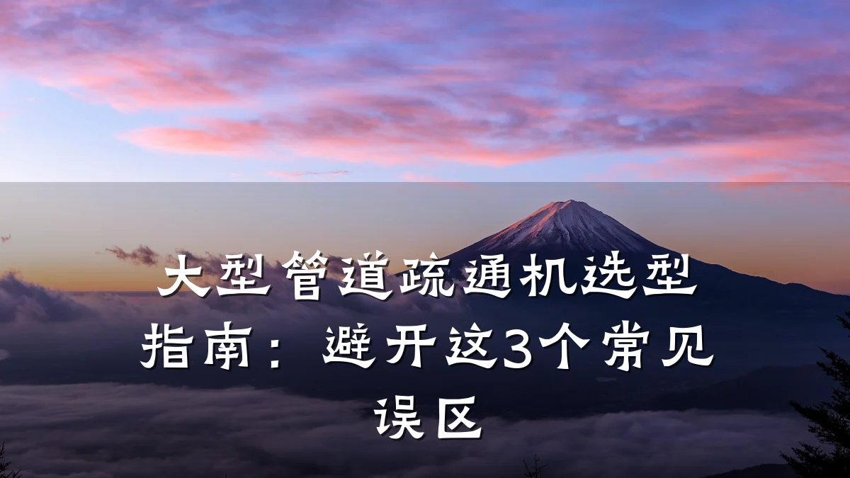 大型管道疏通机选型指南:避开这3个常见误区