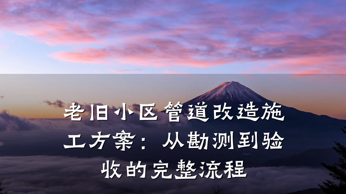 老旧小区管道改造施工方案:从勘测到验收的完整流程