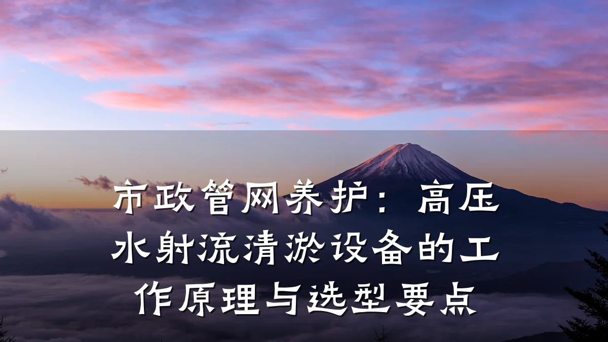 市政管网养护:高压水射流清淤设备的工作原理与选型要点