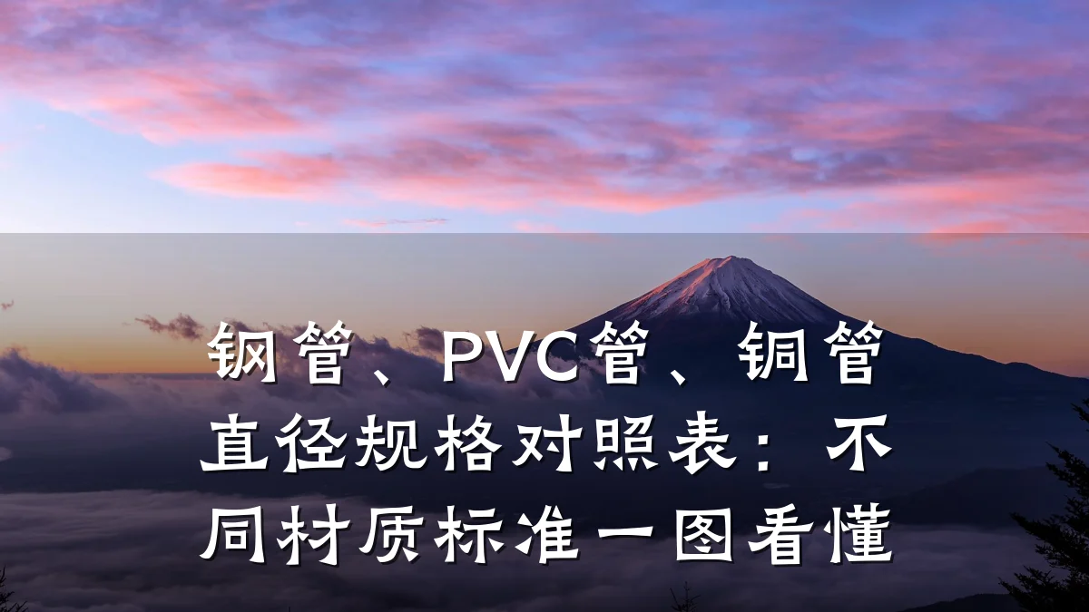 钢管、PVC管、铜管直径规格对照表:不同材质标准一图看懂
