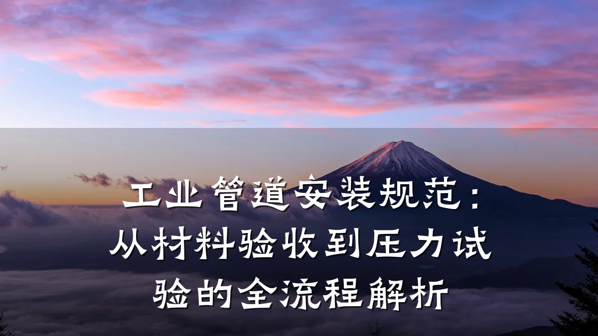 工业管道安装规范:从材料验收到压力试验的全流程解析