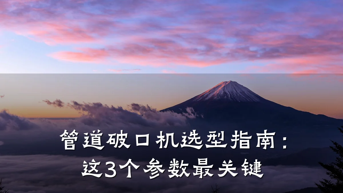 管道破口机选型指南:这3个参数最关键