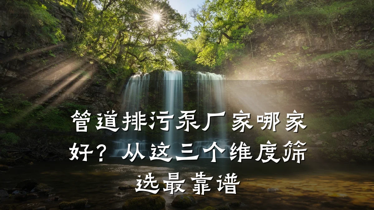 管道排污泵厂家哪家好?从这三个维度筛选最靠谱