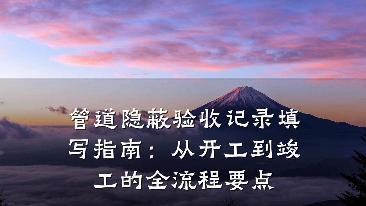 管道隐蔽验收记录填写指南:从开工到竣工的全流程要点