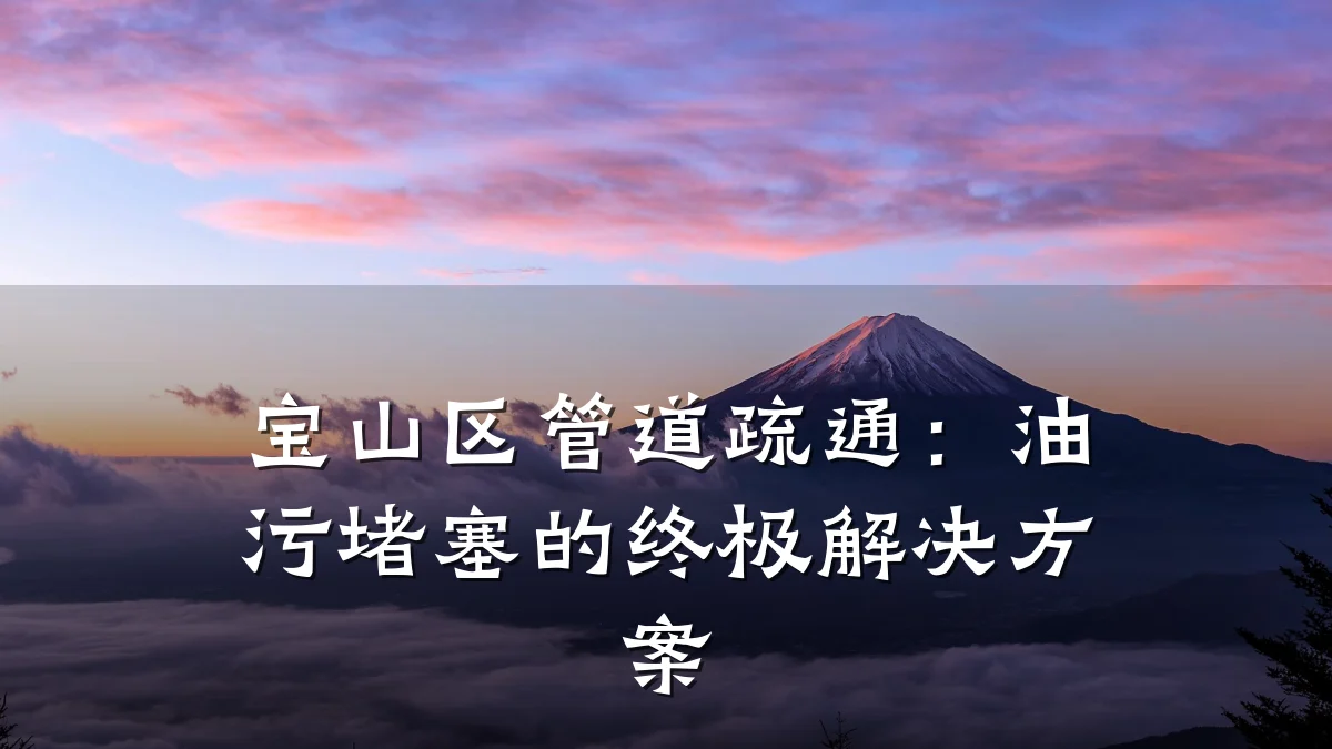 宝山区管道疏通:油污堵塞的终极解决方案