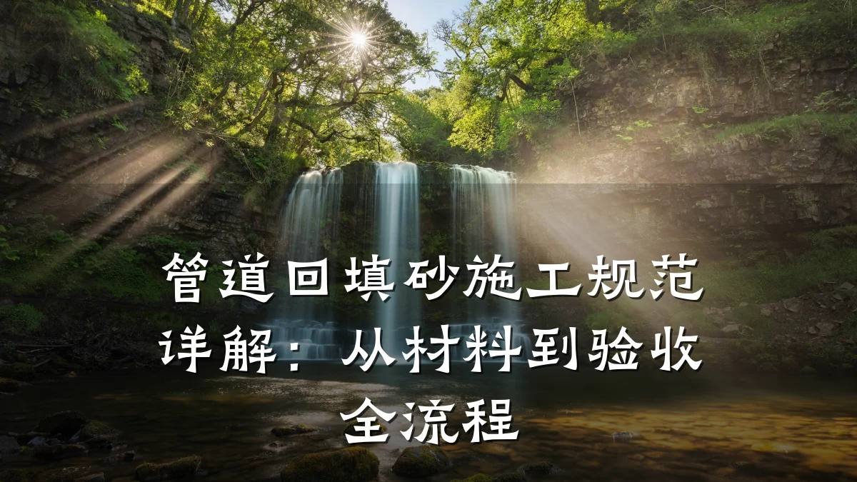 管道回填砂施工规范详解:从材料到验收全流程