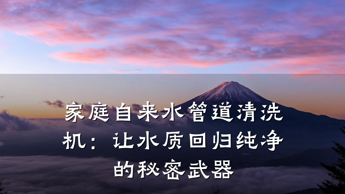 家庭自来水管道清洗机:让水质回归纯净的秘密武器