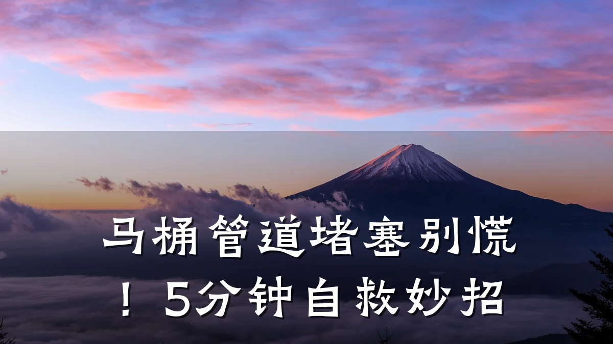 马桶管道堵塞别慌!5分钟自救妙招