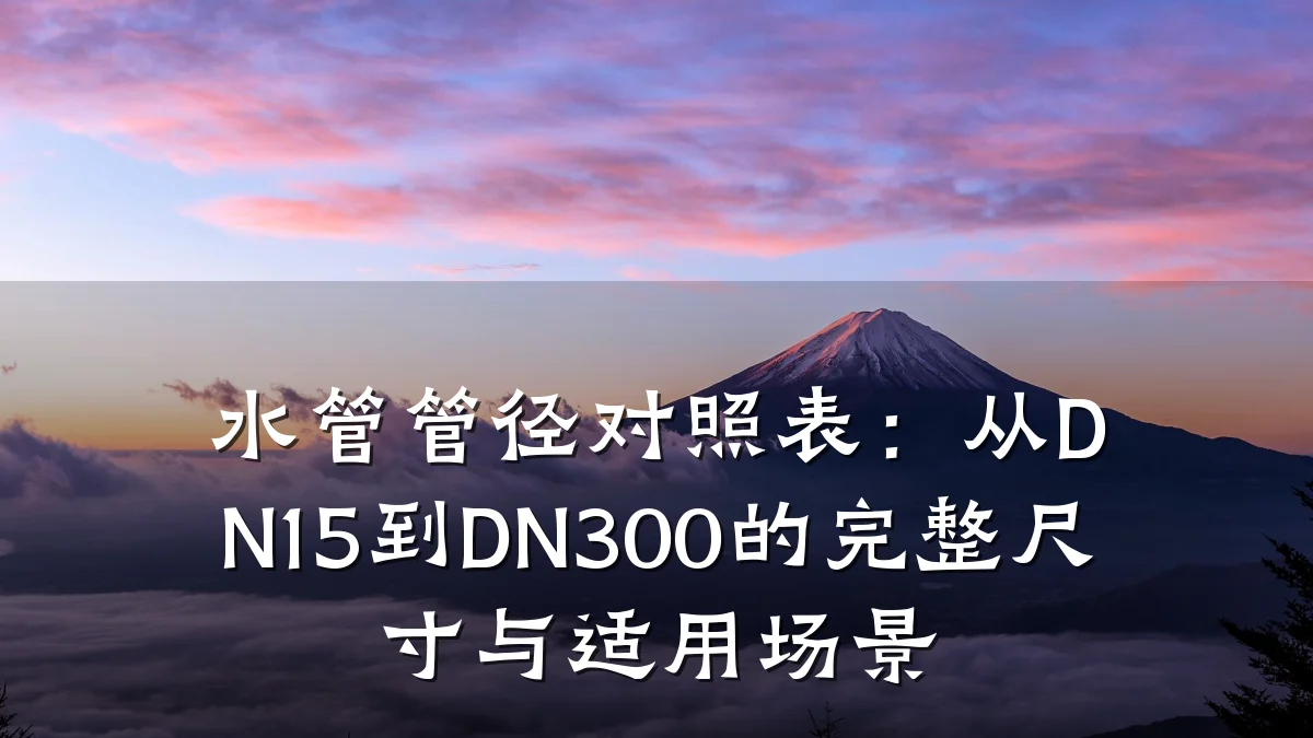 水管管径对照表:从DN15到DN300的完整尺寸与适用场景