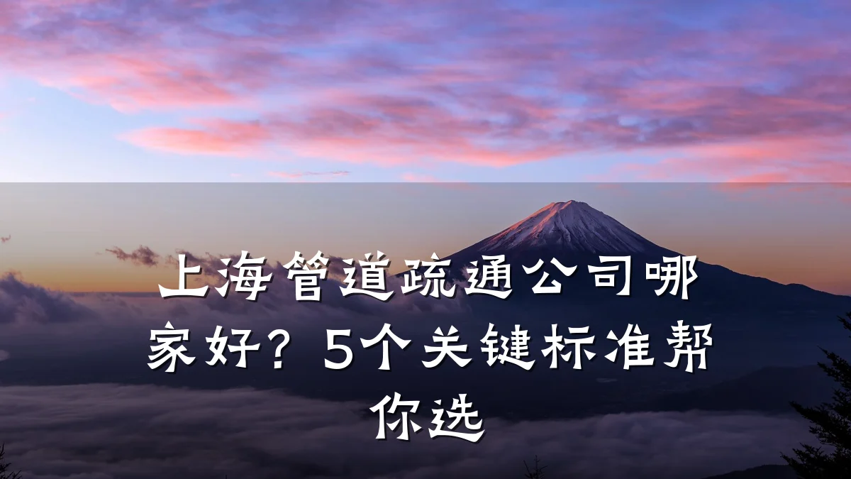 上海管道疏通公司哪家好?5个关键标准帮你选