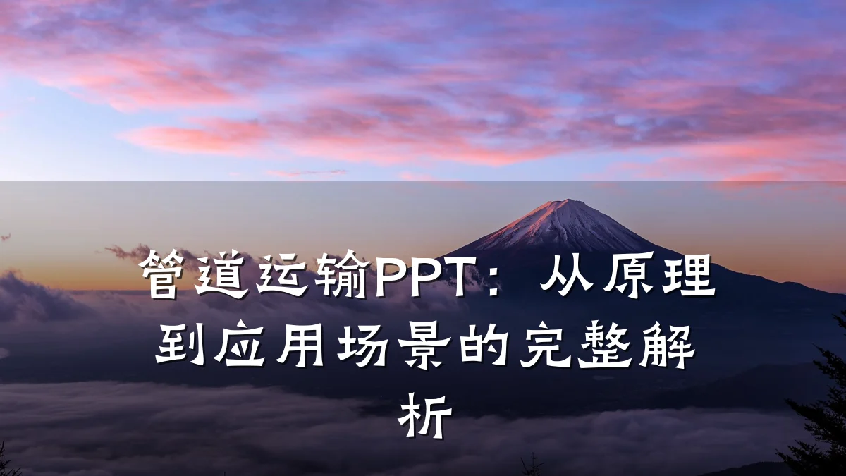 管道运输PPT:从原理到应用场景的完整解析