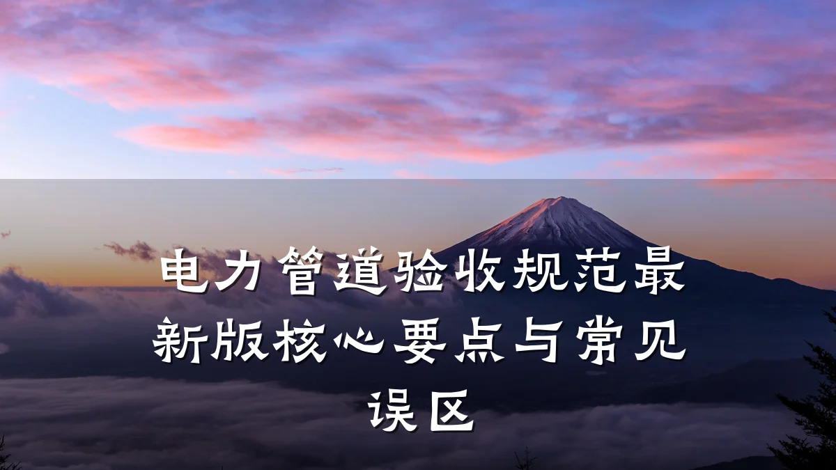 电力管道验收规范最新版核心要点与常见误区