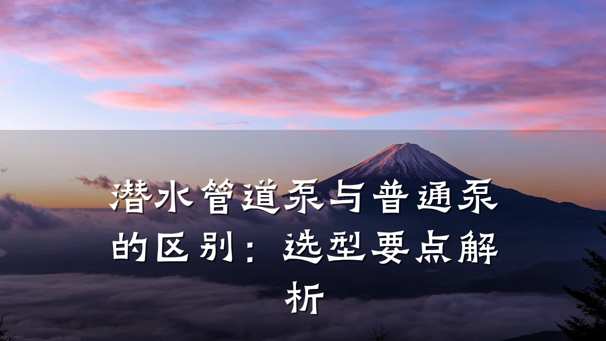 潜水管道泵与普通泵的区别:选型要点解析