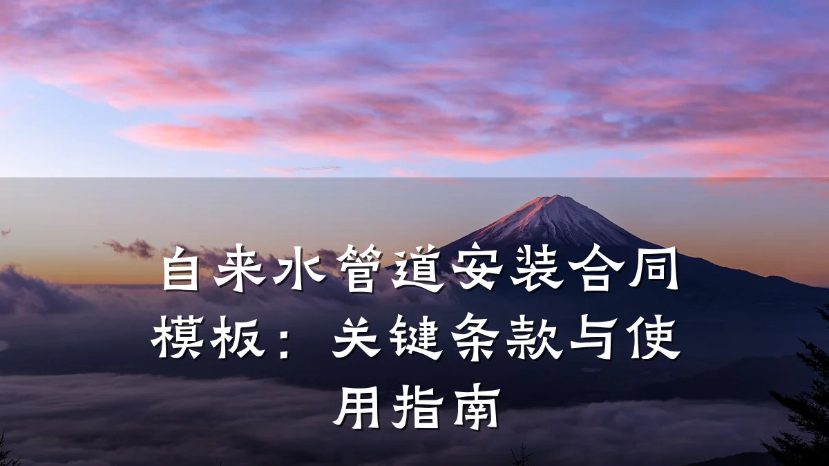 自来水管道安装合同模板:关键条款与使用指南