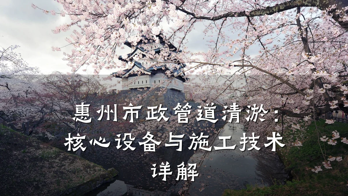 惠州市政管道清淤:核心设备与施工技术详解