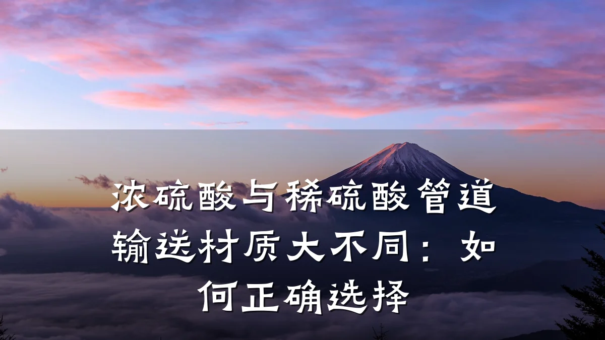 浓硫酸与稀硫酸管道输送材质大不同:如何正确选择