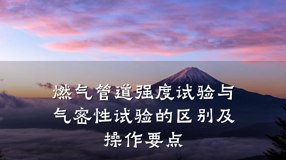 燃气管道强度试验与气密性试验的区别及操作要点