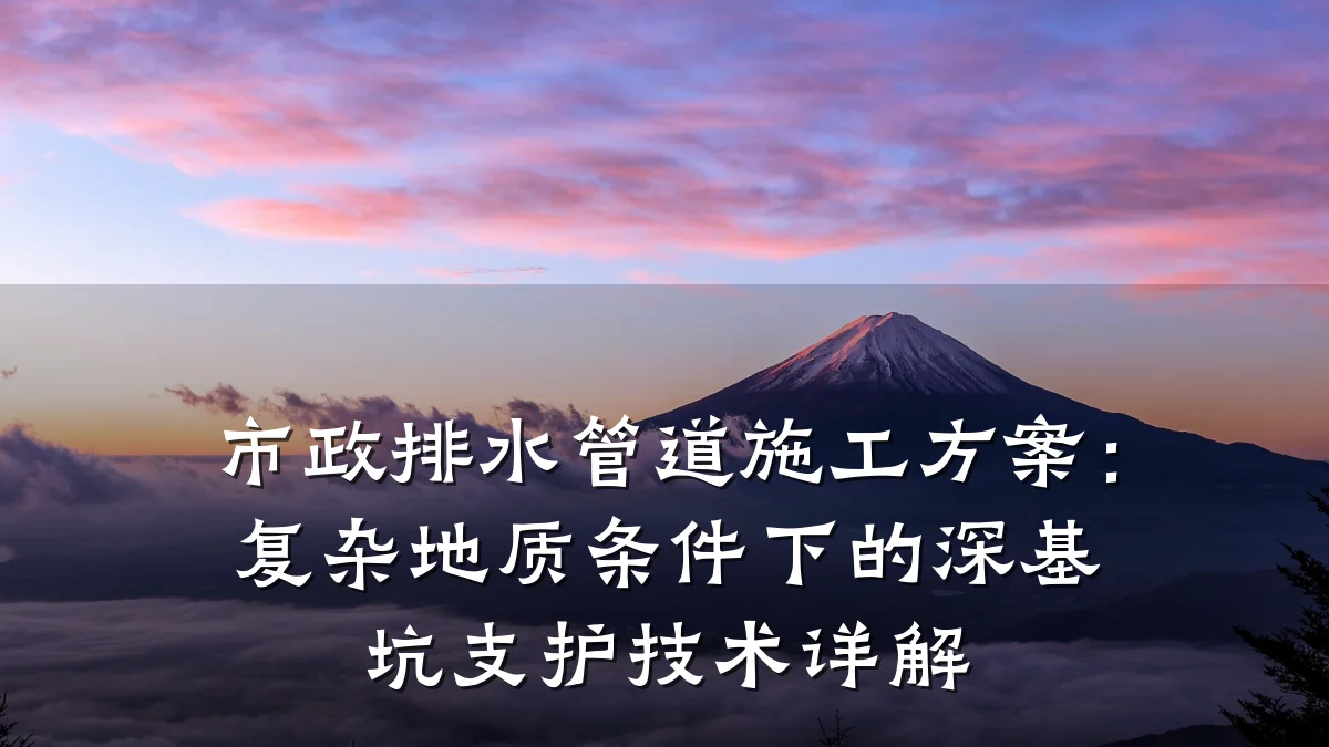市政排水管道施工方案:复杂地质条件下的深基坑支护技术详解