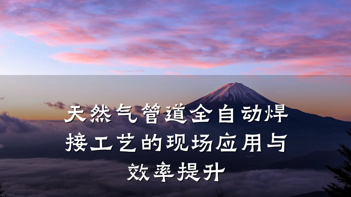 天然气管道全自动焊接工艺的现场应用与效率提升