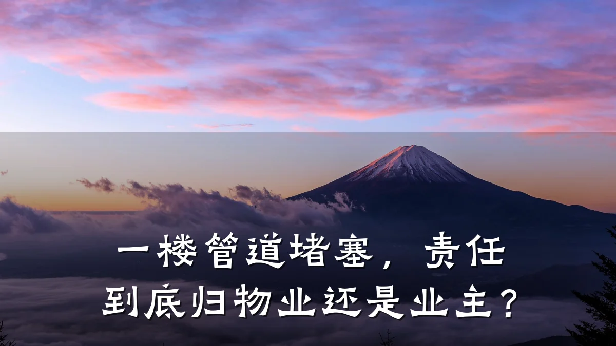 一楼管道堵塞,责任到底归物业还是业主?
